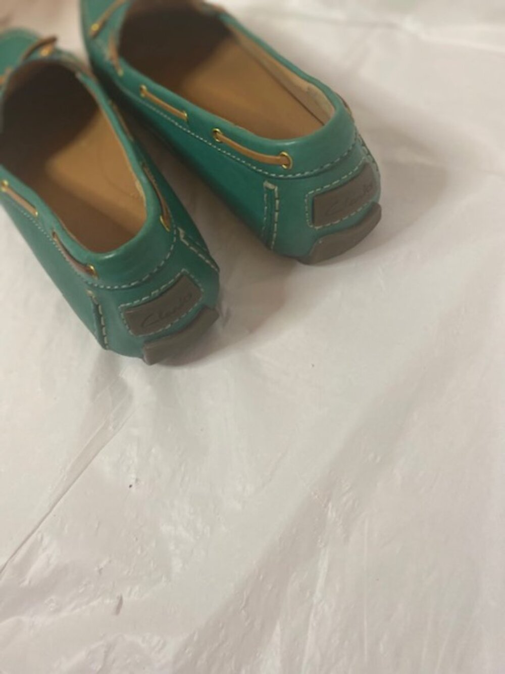 Clarks Artisan Turquoise Leather Slip On Loafers Mules, Women's Size 12M - Picture 6 of 6